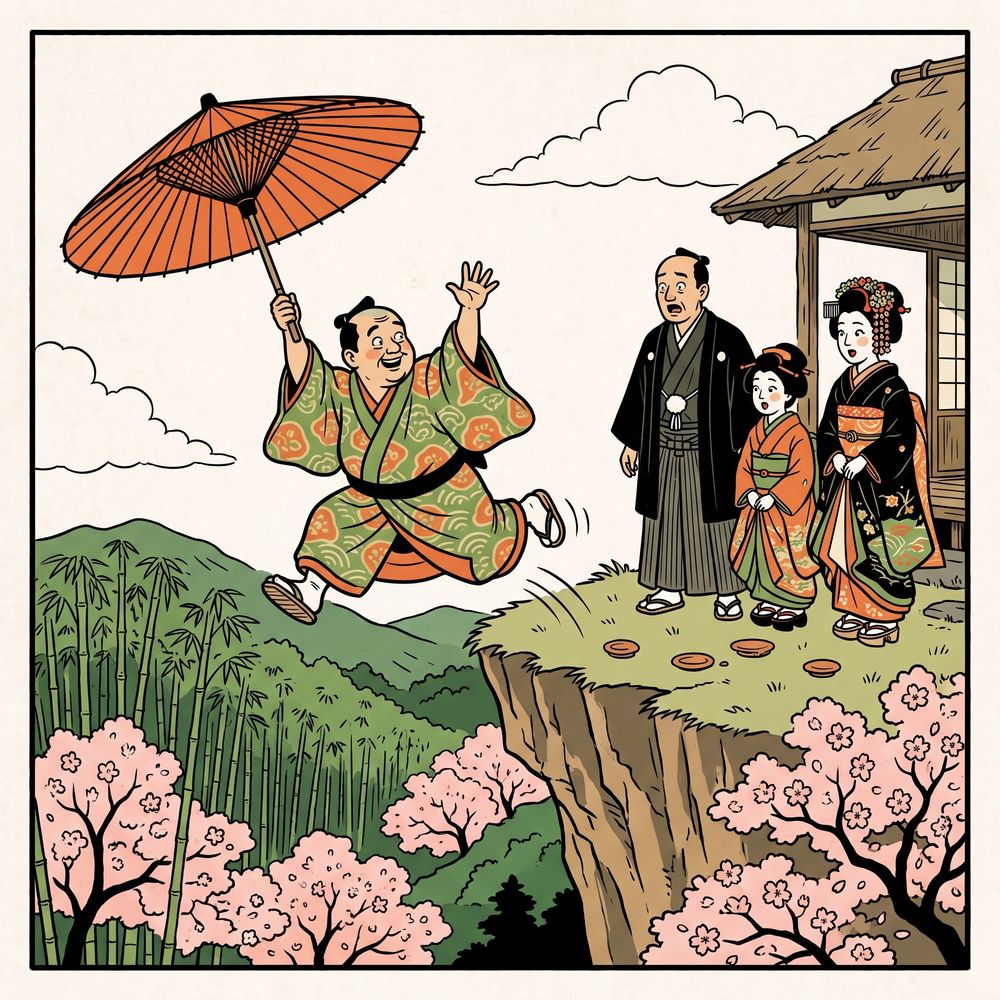 「愛宕山」の一場面のイラスト