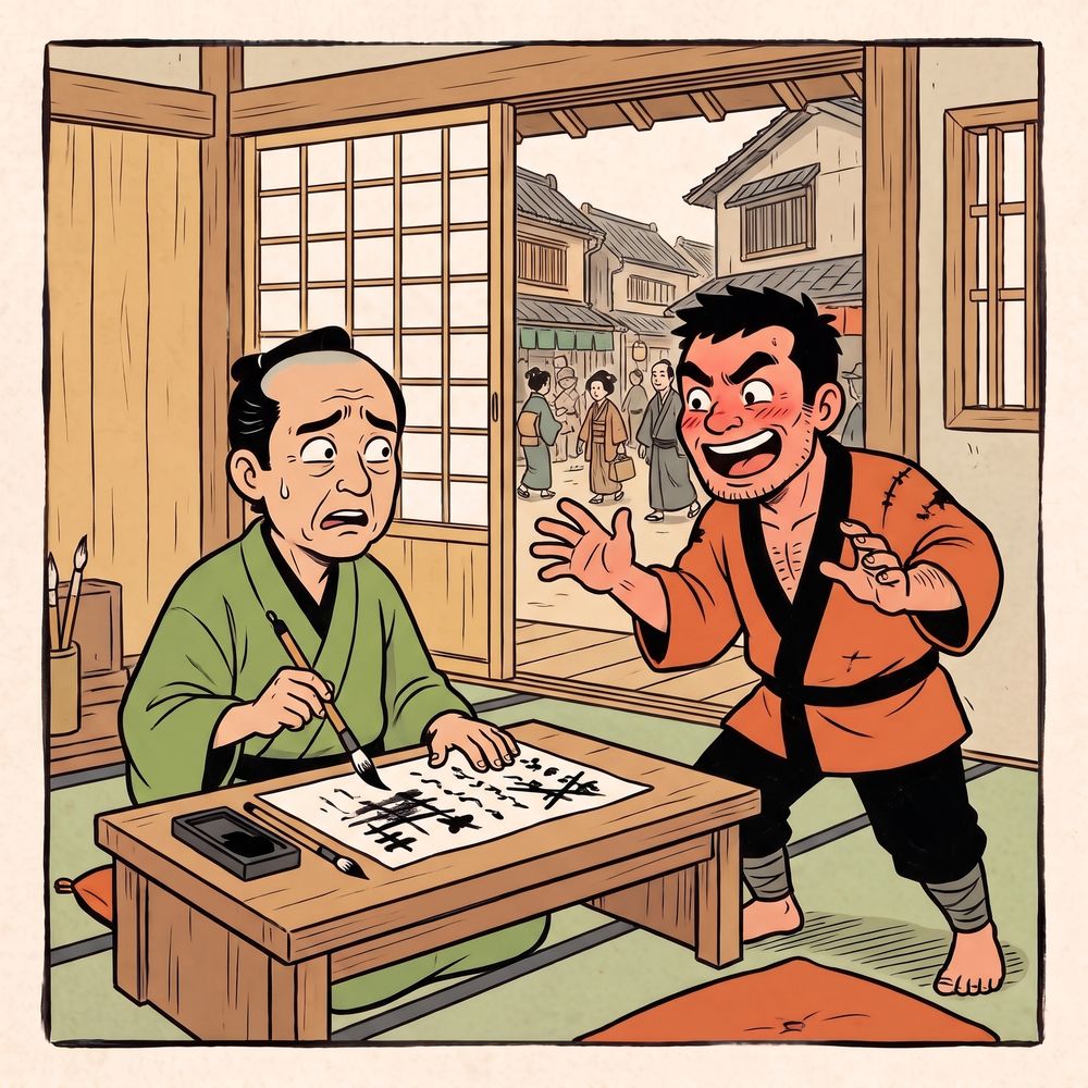 「代書屋」の一場面のイラスト