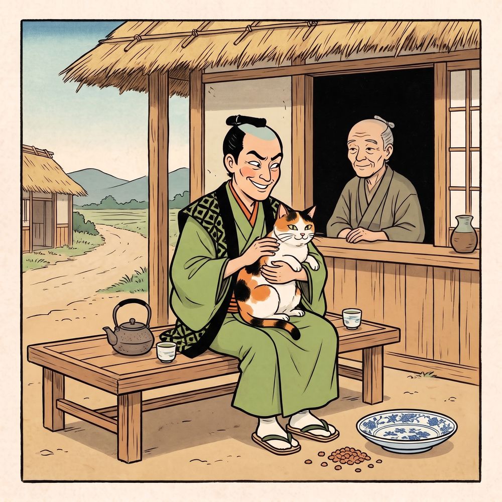 「猫の皿」の一場面のイラスト