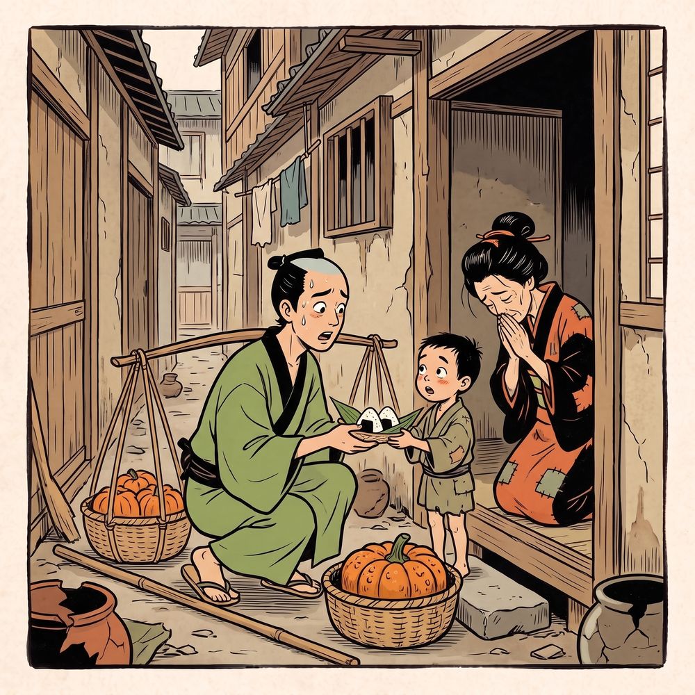 「唐茄子屋政談」の一場面のイラスト